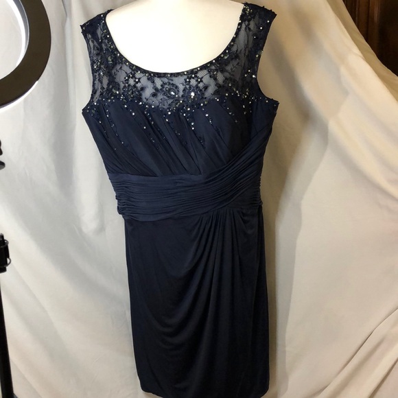 Navy Blue Kathy Ireland Mother of the Bride Dress - Picture 2 of 16